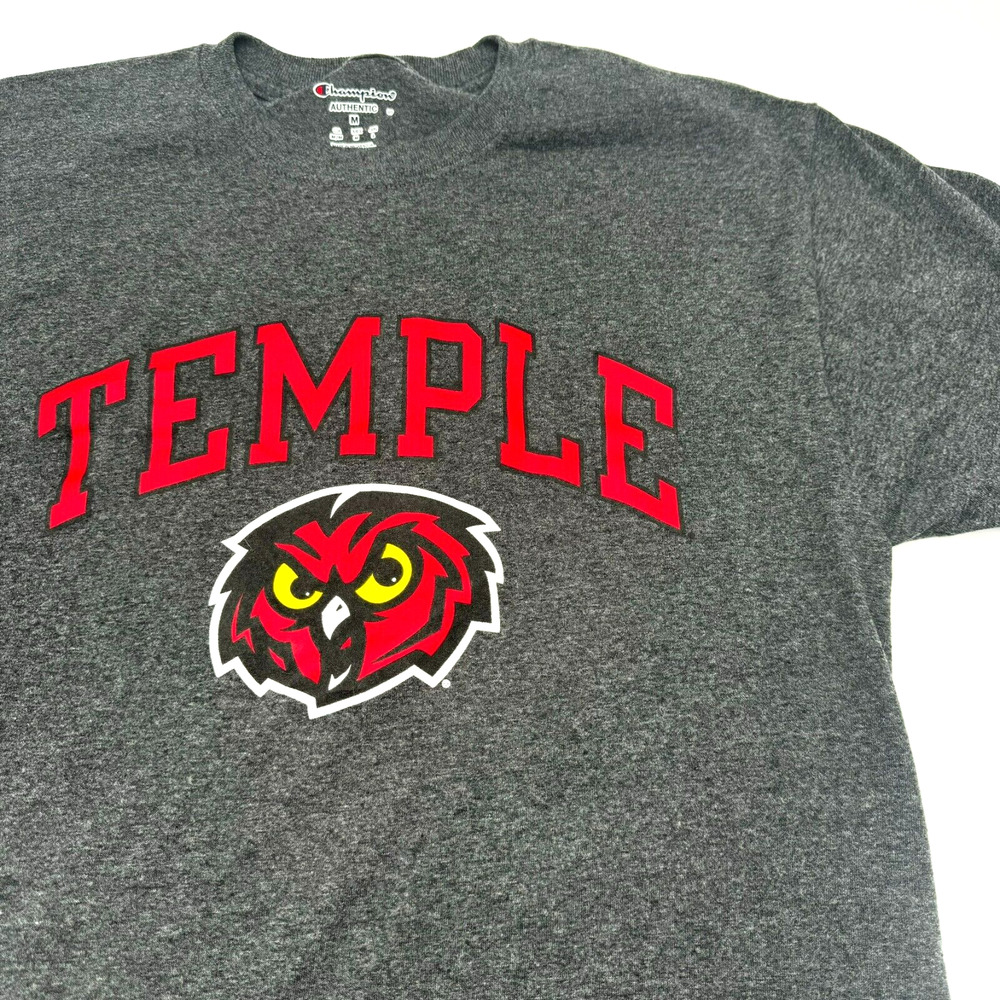 TEMPLE UNIVERSITY Medium Vintage Gray Champion Hooter Owl Mascot‎ tee t-shirt